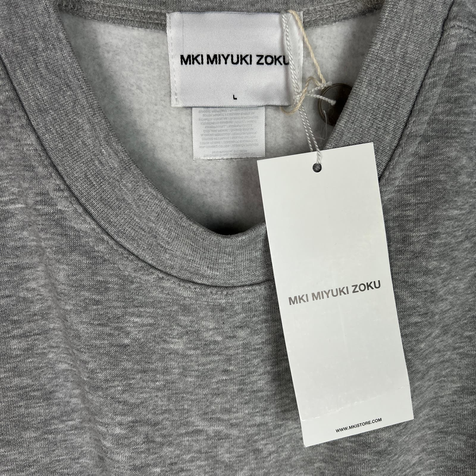 Miyuki Zoku Men Grey Crew Neck US L Cotton Sweatshirt Fleece Inner