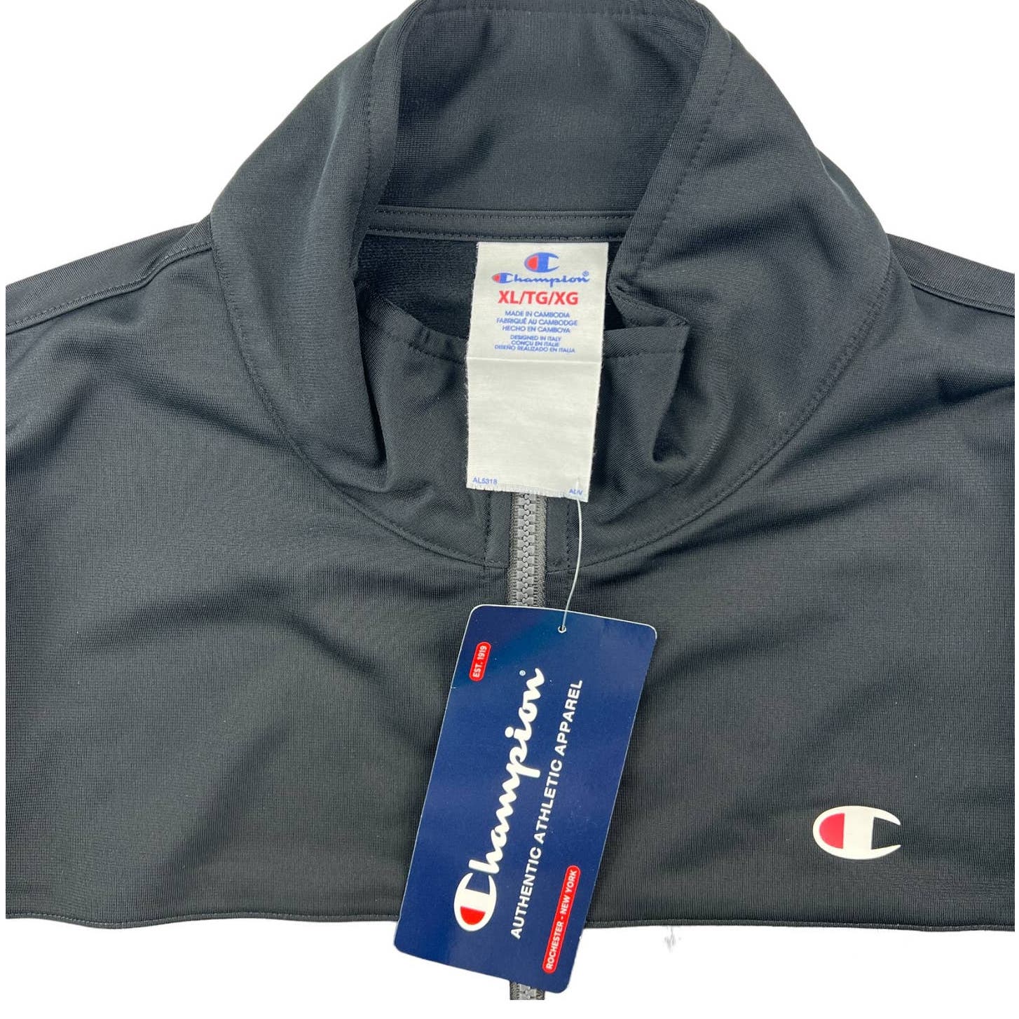 Champion Men Grey Full Zip Jacket US XL Sport Casual Long Sleeve