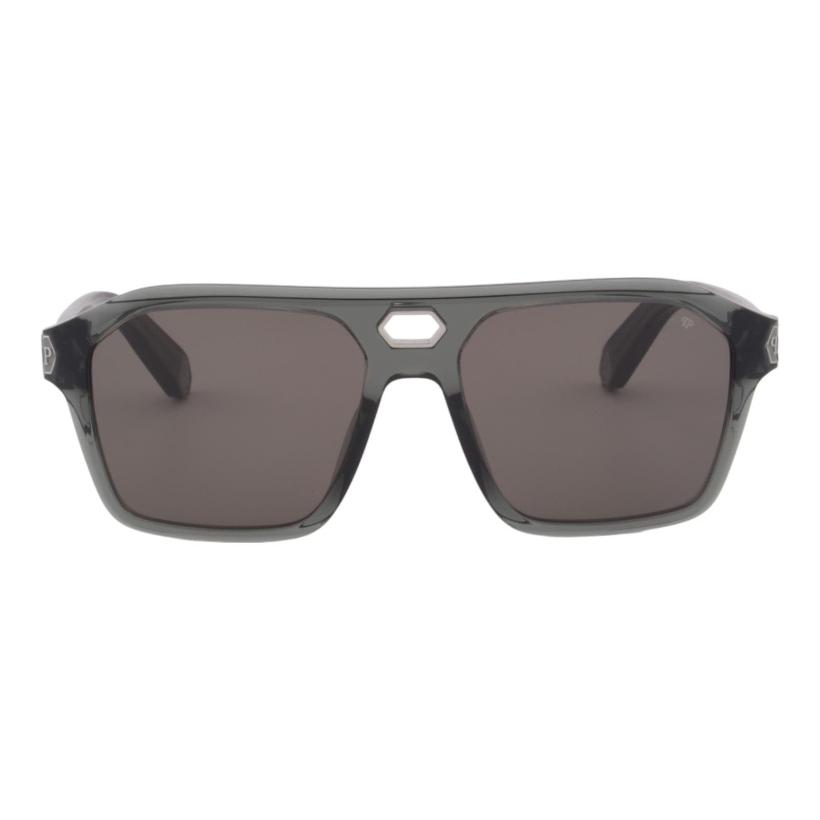 Men Square Sunglasses SPP072M-09RM Transparent Green Frame