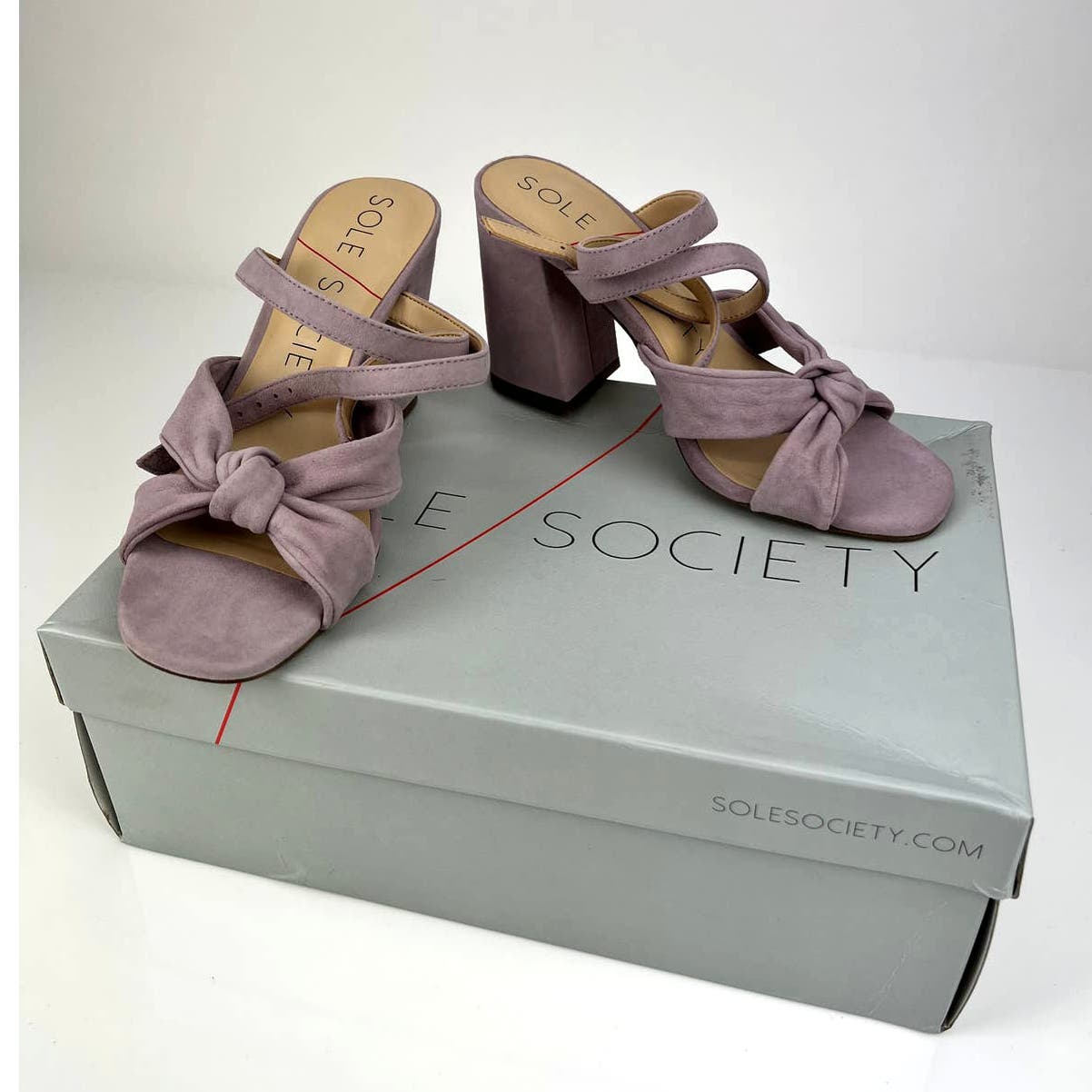 Sole Society Women US 5.5 Lavender Suede Ankle Strap Sandals