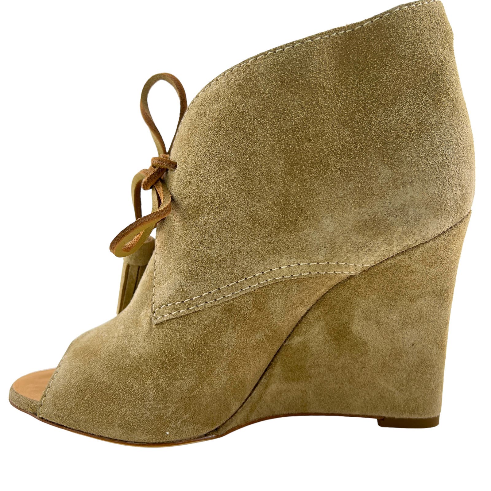 Dsquared2 Women US 9 Booties Suede Leather Peep Toe Wedge Heels