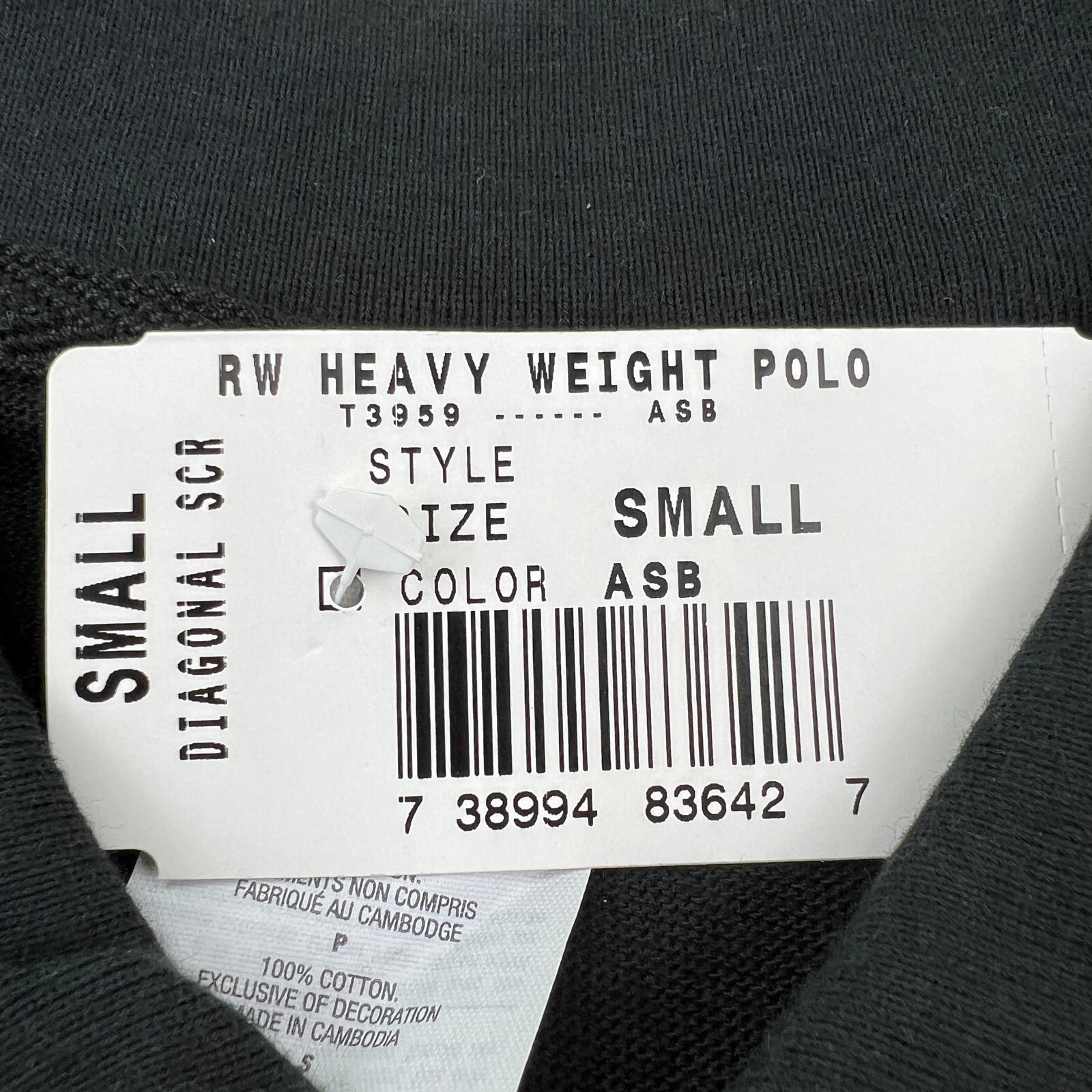 Champion Men Black Polo US S Short Sleeve White Logo Pattern