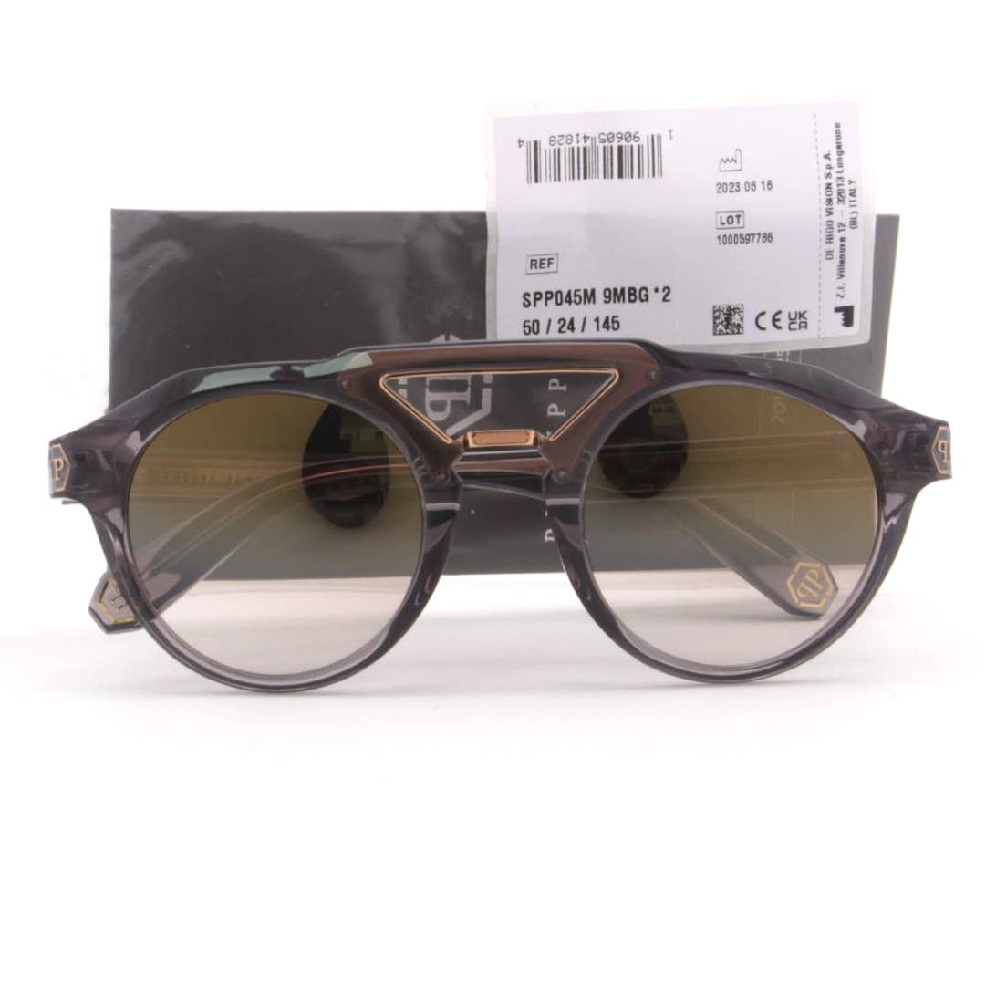 Philipp Plein SPP045M-9MBG Men Designer Sunglasses Round Gray Frame