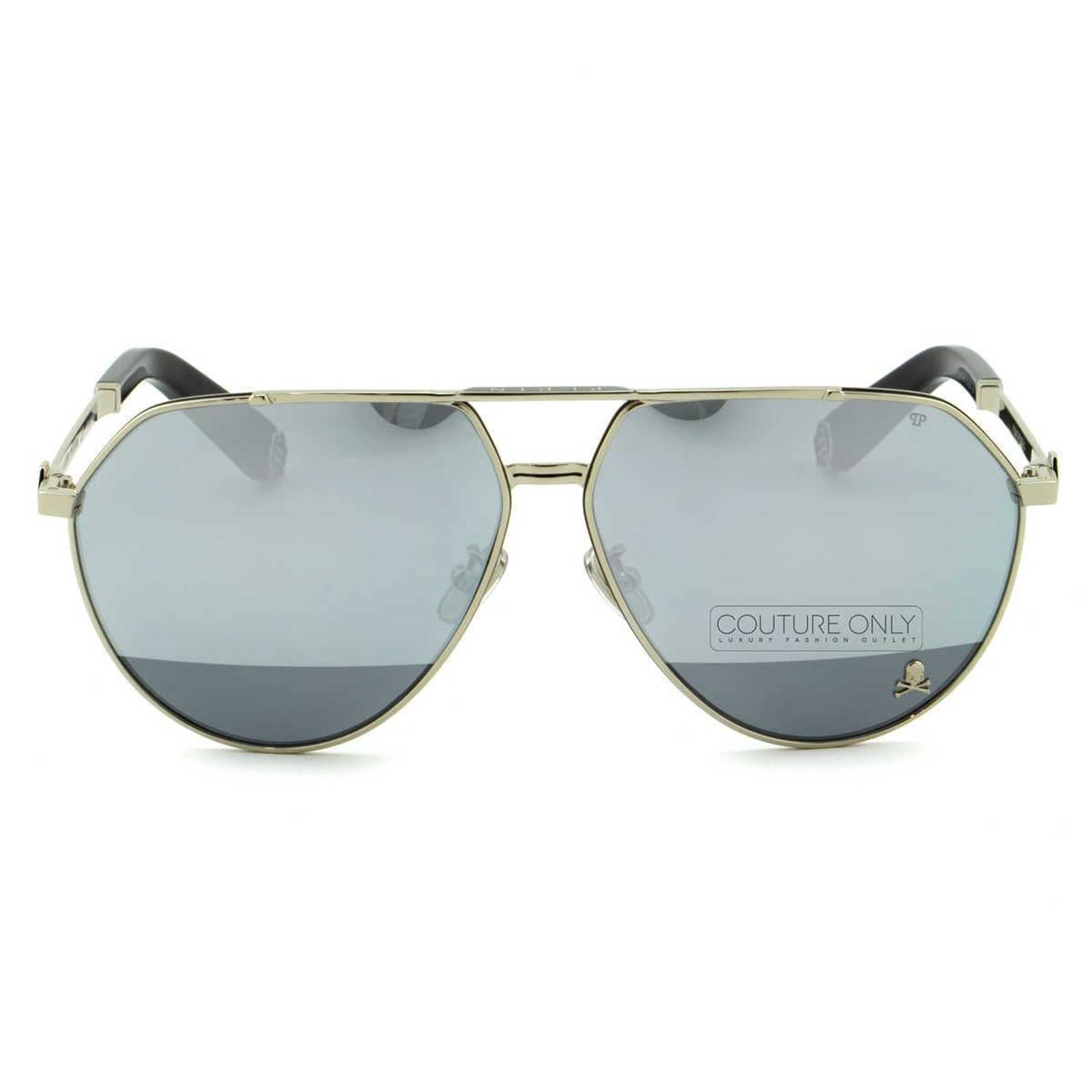 Men Silver Metal Aviator Sunglasses SPP007M-583H