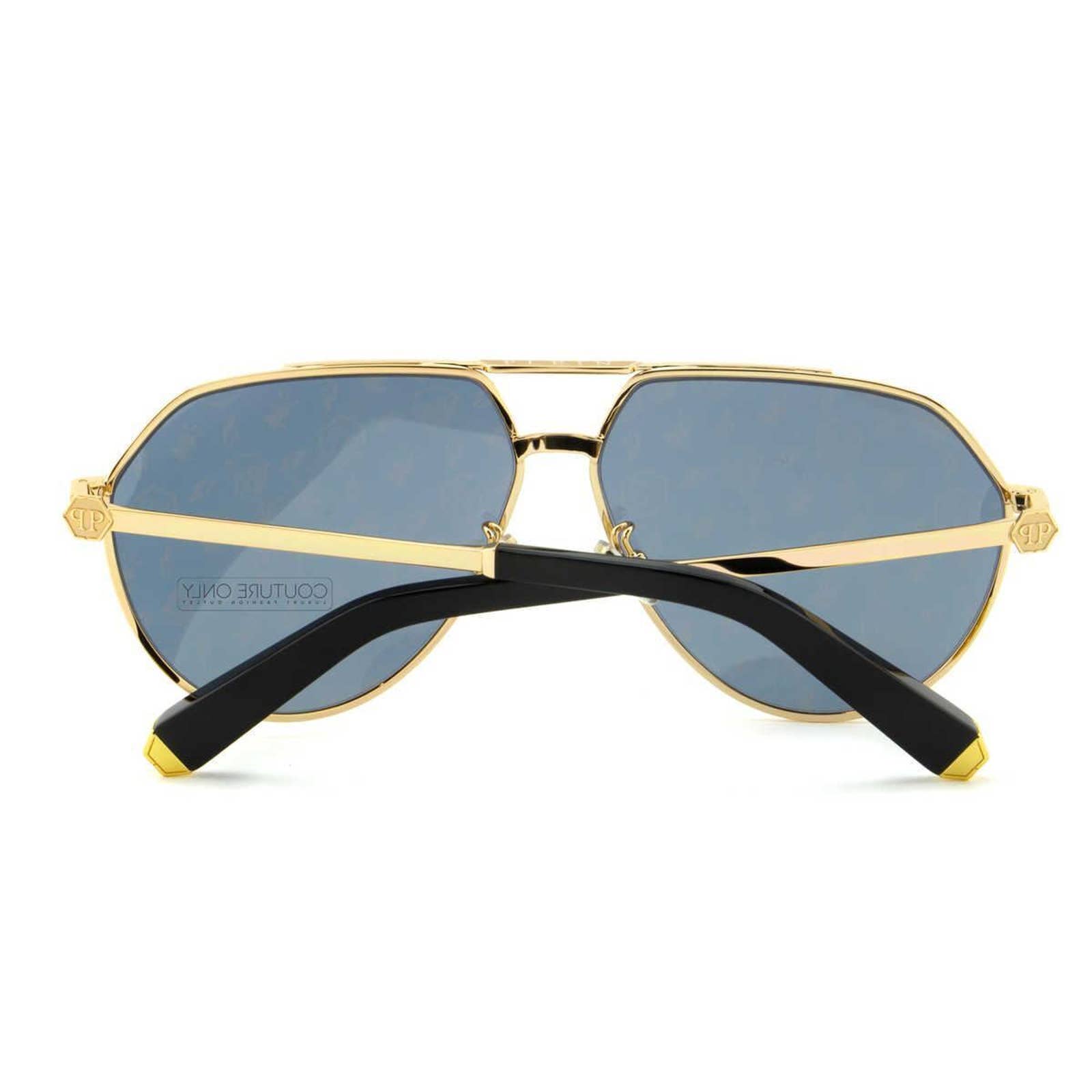 Skull Men Gold Monogram Aviator Sunglasses SPP007M-349L