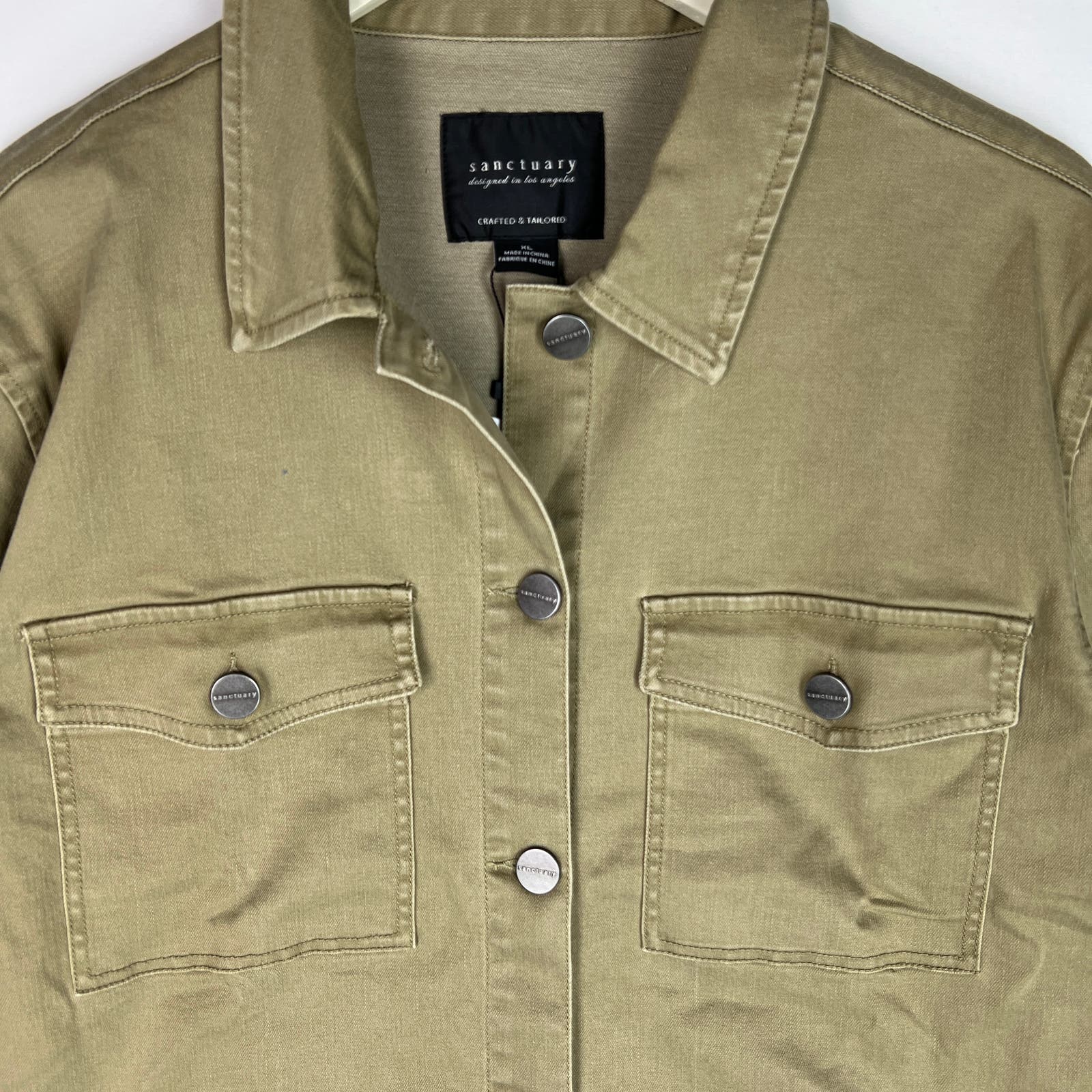 Sanctuary Los Angeles Men US XL Military Green Olive Utility Shirt Jacket