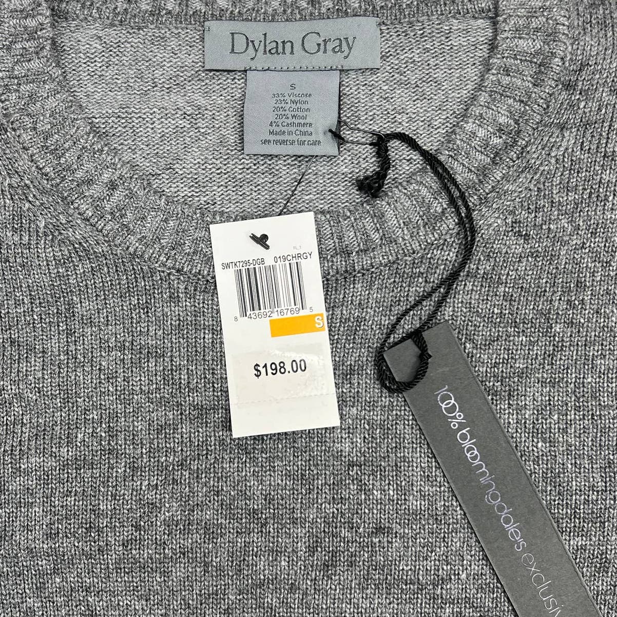Dylan Gray Men Crewneck Long Sleeve US S Wool Cashmere Sweatshirt