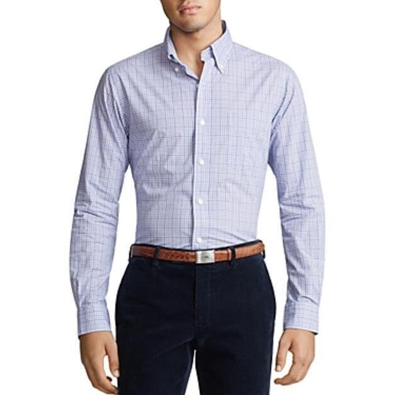 Ralph Lauren Men Blue Shirt US M Cotton Long Sleeve Button Down
