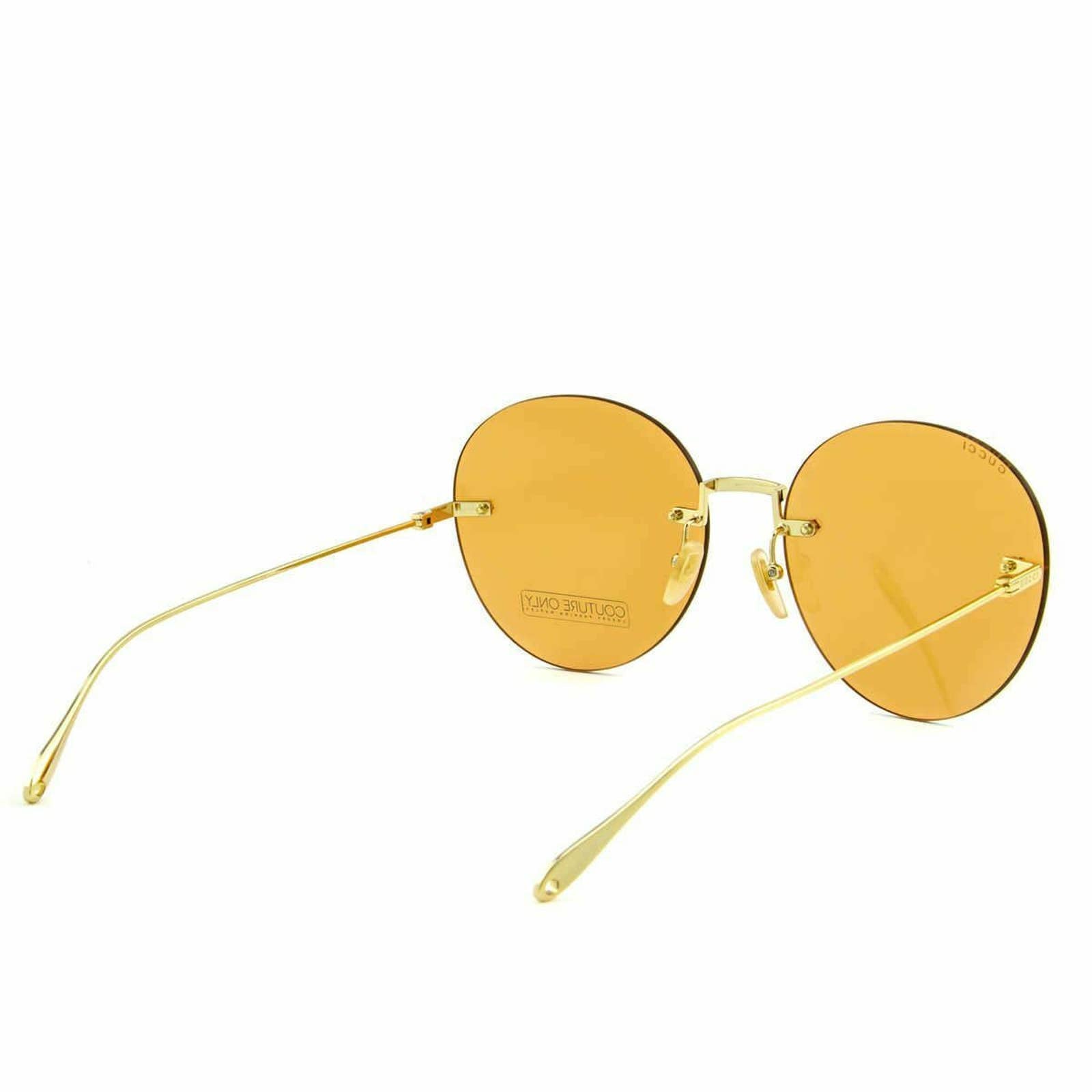 Women Gold Orange Rimless Round Sunglasses GG1149S-007