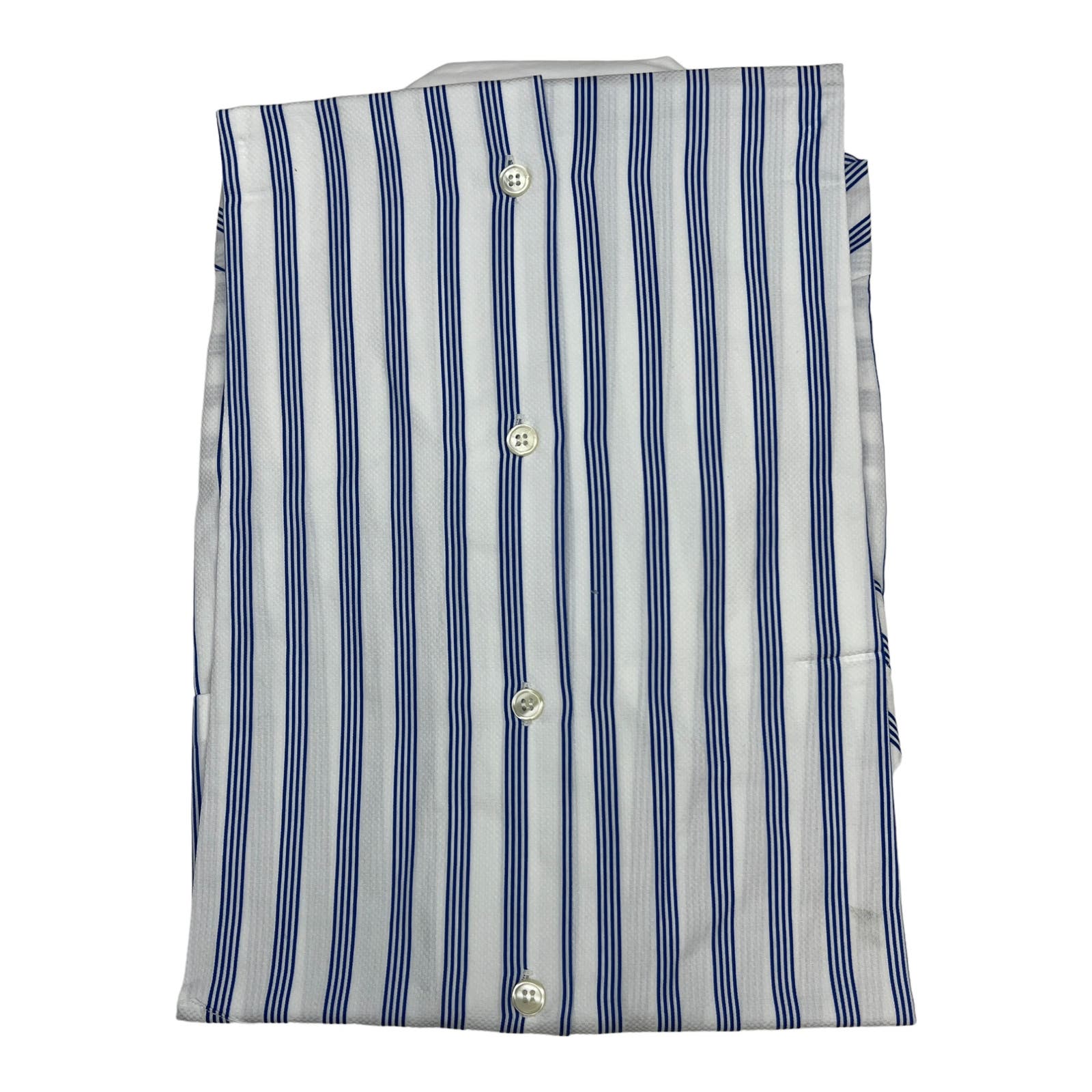 Soulland Cornwall Men White Striped Shirt US L Short Sleeve