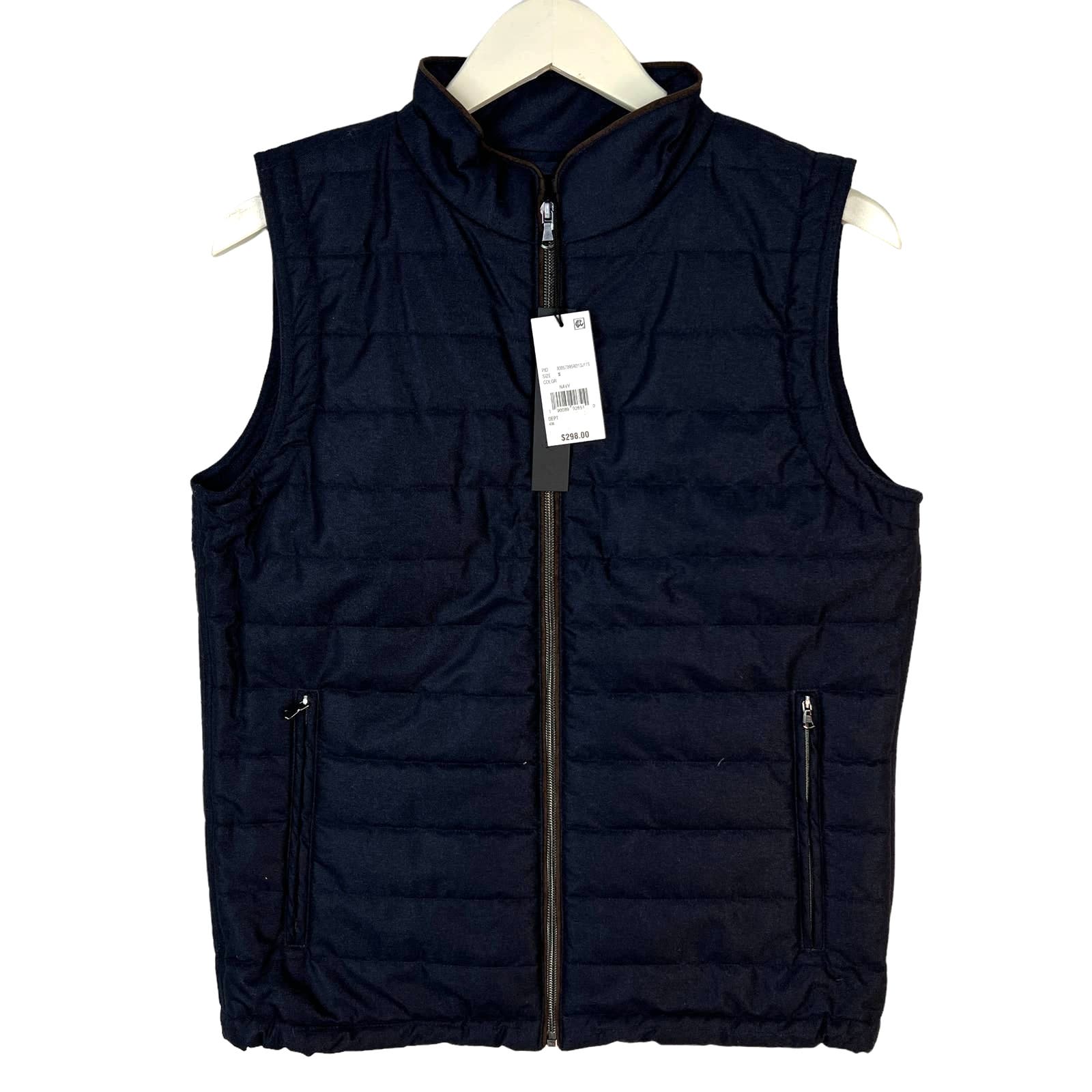 Dylan Gray Men Navy Blue Sleeveless US S  Jacket Full-Zip Vest