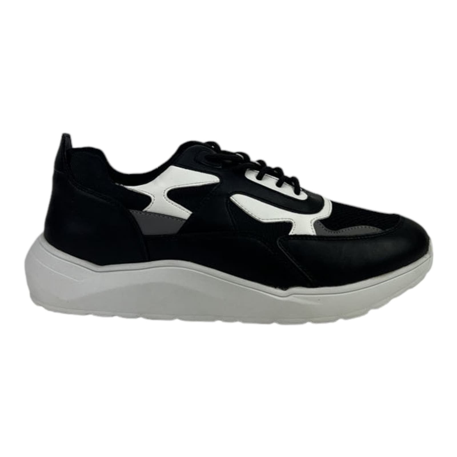 Kingside Men US 9.5 Phillip Black White Athletic Tetoron Laces Moc-Toe Shoes