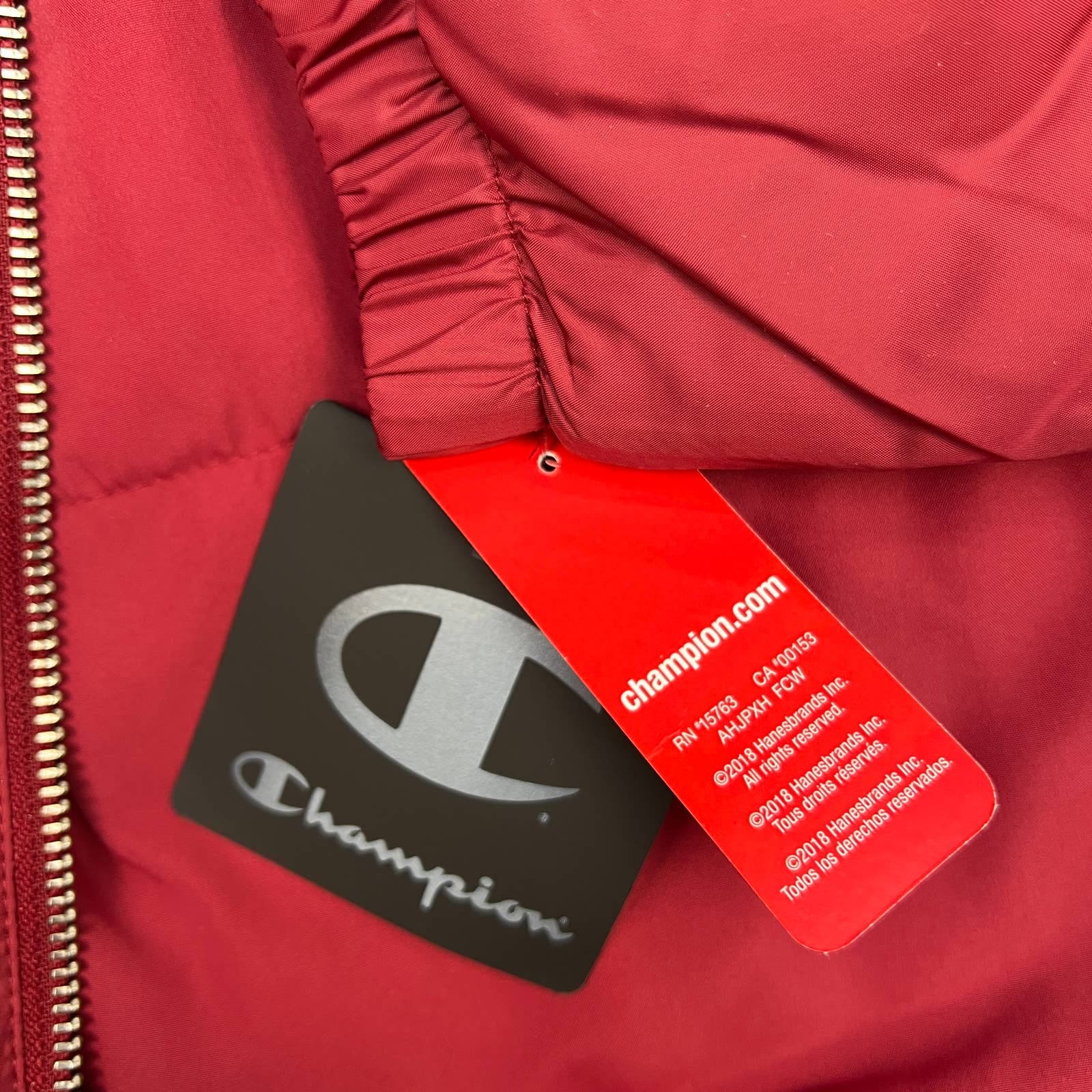 Champion Woman Red Long Jacket US XS Sport Casual Hooded