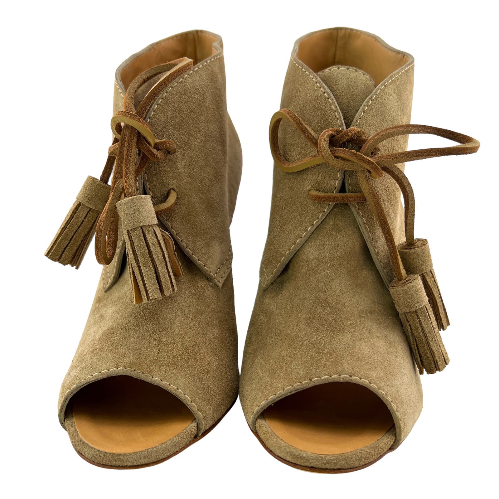 Dsquared2 Women US 7 Booties Suede Leather Peep Toe Wedge Heels Shoes