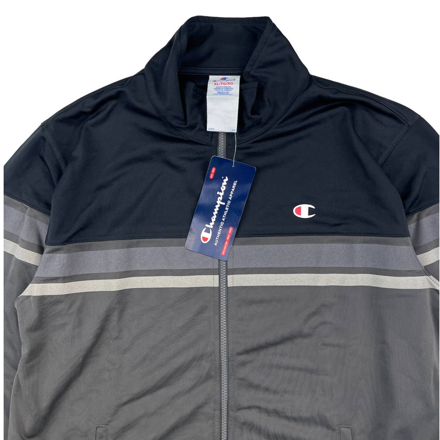 Champion Men Grey Full Zip Jacket US XL Sport Casual Long Sleeve
