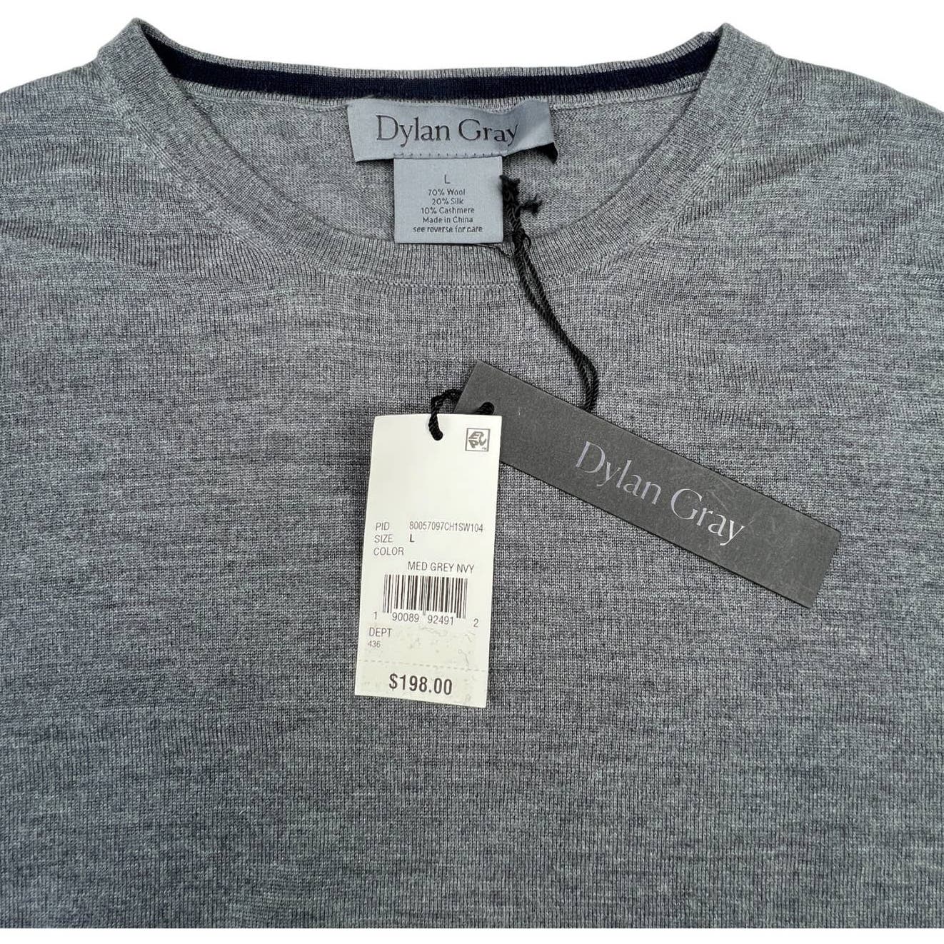 Dylan Gray Men Grey Sweatshirt US L Crew Neck Long Sleeve