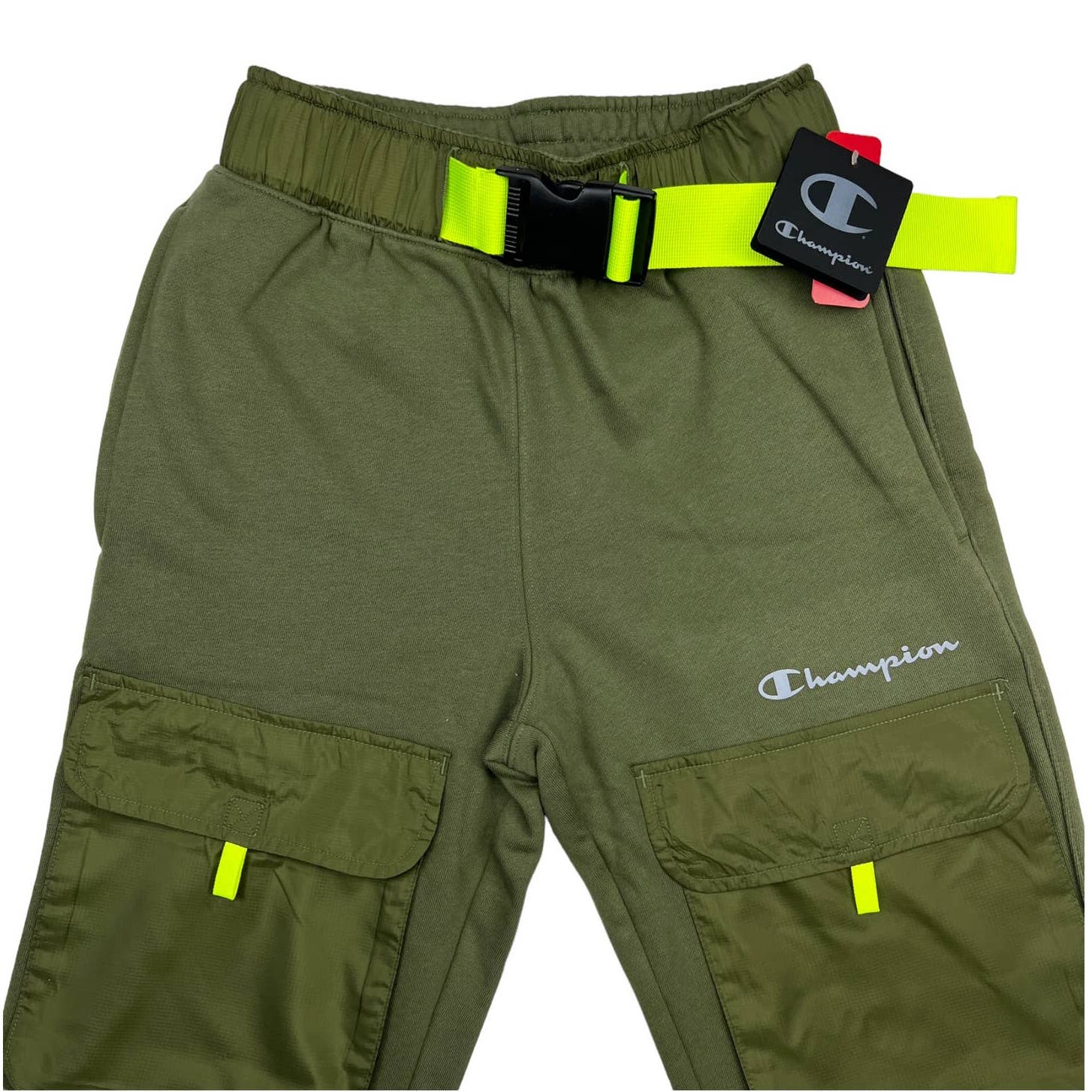 Champion Men Olive Pants US XS Patch Pockets Joggers