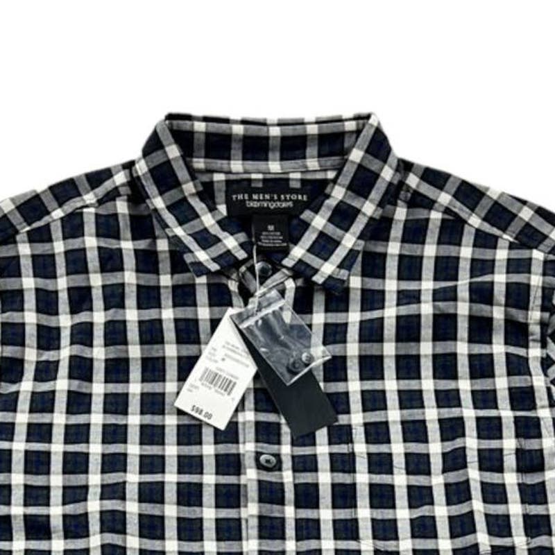 The Men's Store Men Grey Plaid Shirt US M Classic Casual Long Sleeve