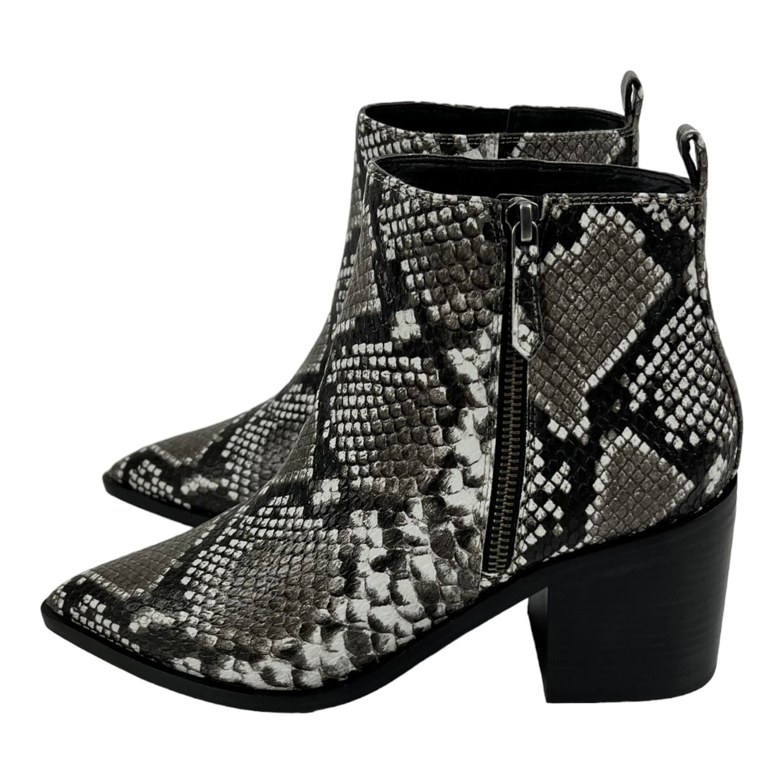 Treasure & Bond Women US 8 Pointed Toe Snake Print Ankle Boots Shoes