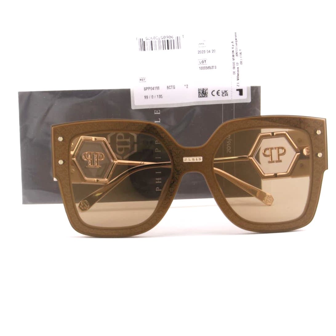 Women Designer Sunglasses SPP041M-6CTG Oversized Square Frame Brown Lens