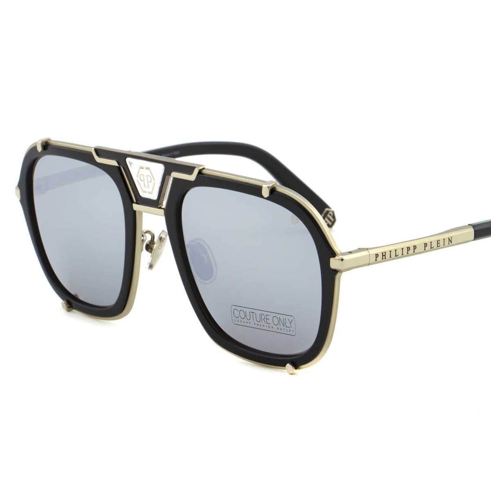 Men Black Aviator Titanium Sunglasses SPP010M-589X