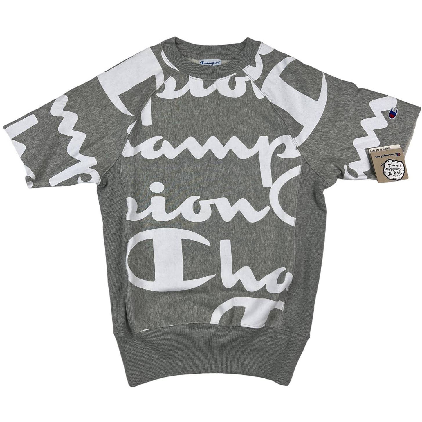 Champion Men Grey Sweater US XS Short Sleeve White Logo