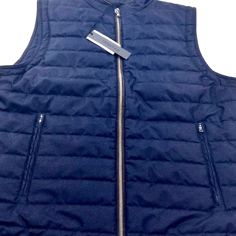 Dylan Gray Men Navy Blue Sleeveless US S  Jacket Full-Zip Vest