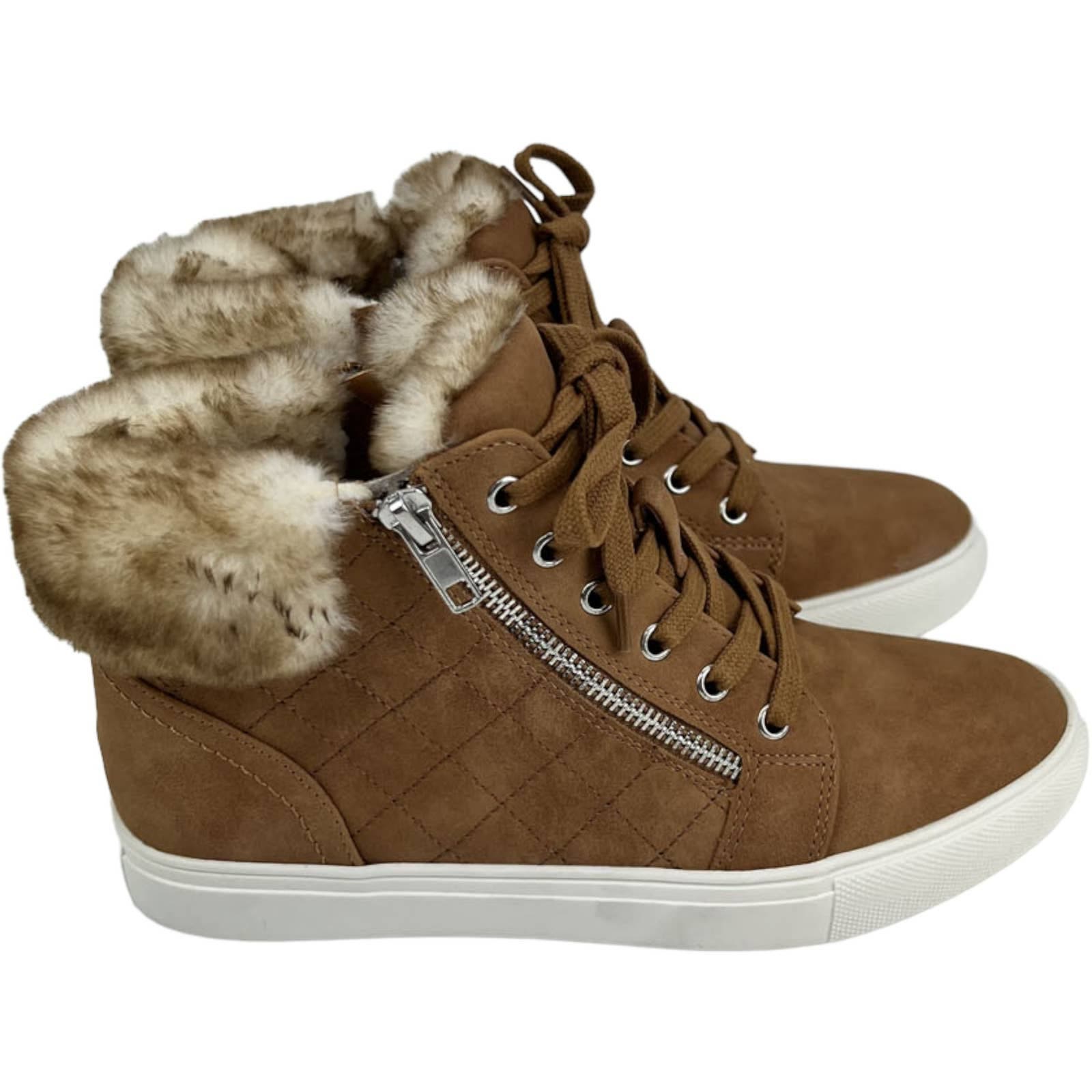 Report Women US 7.5 Tan Brown Shoes Armond Fur High Top Sneaker