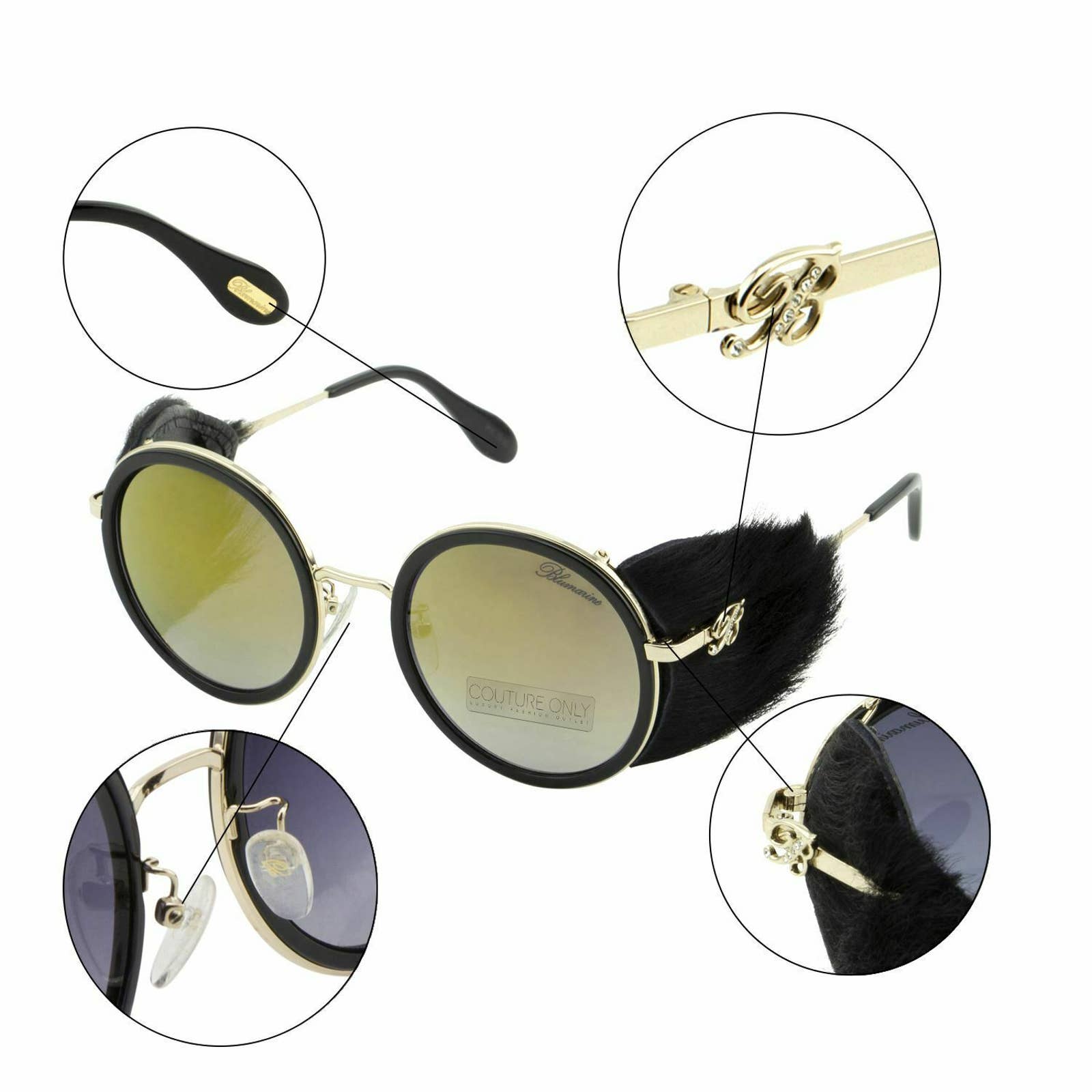 Limited Edition Women Gold Round Sunglasses