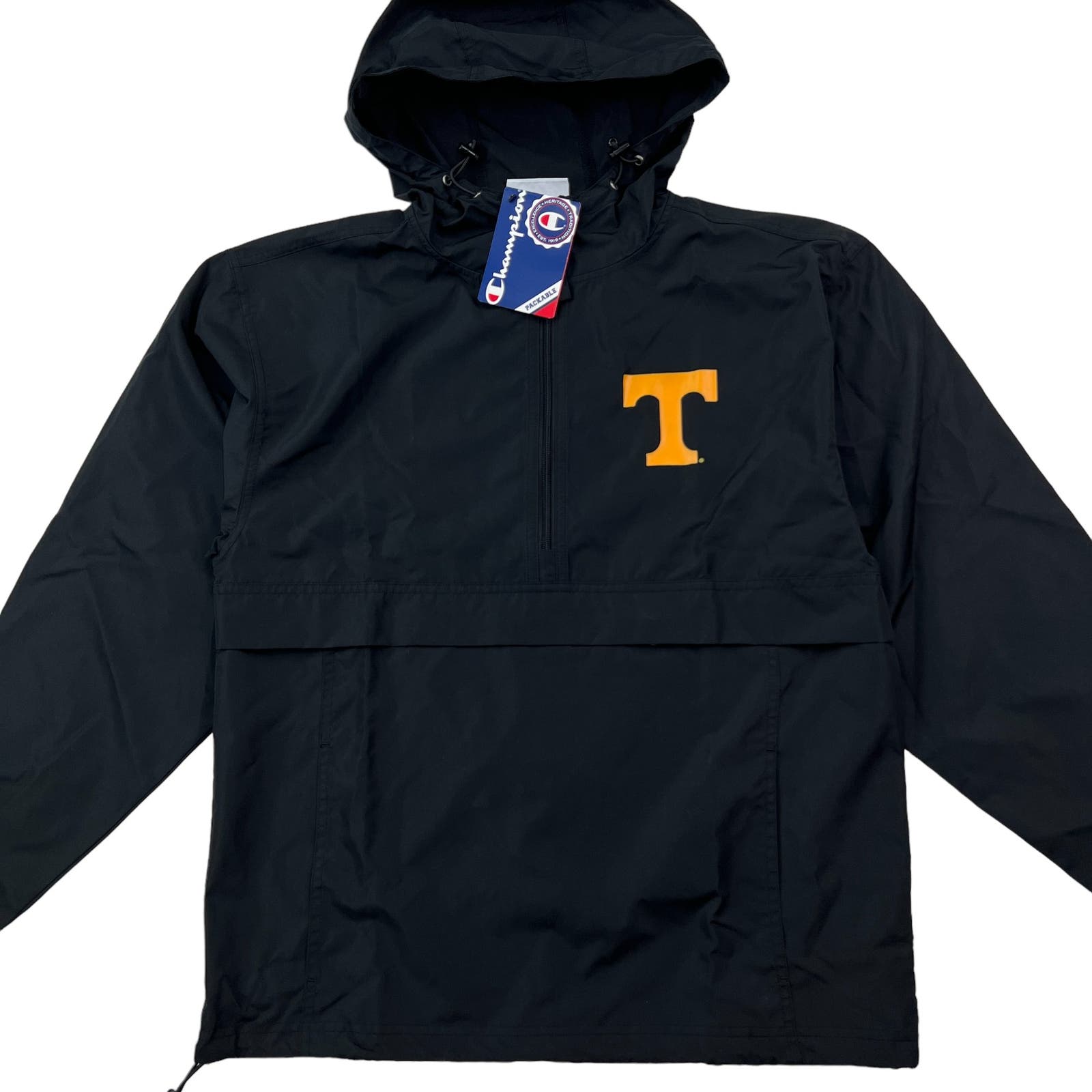 Champion Men Black Jacket US S Lightweight Windbreaker Hood Anorak