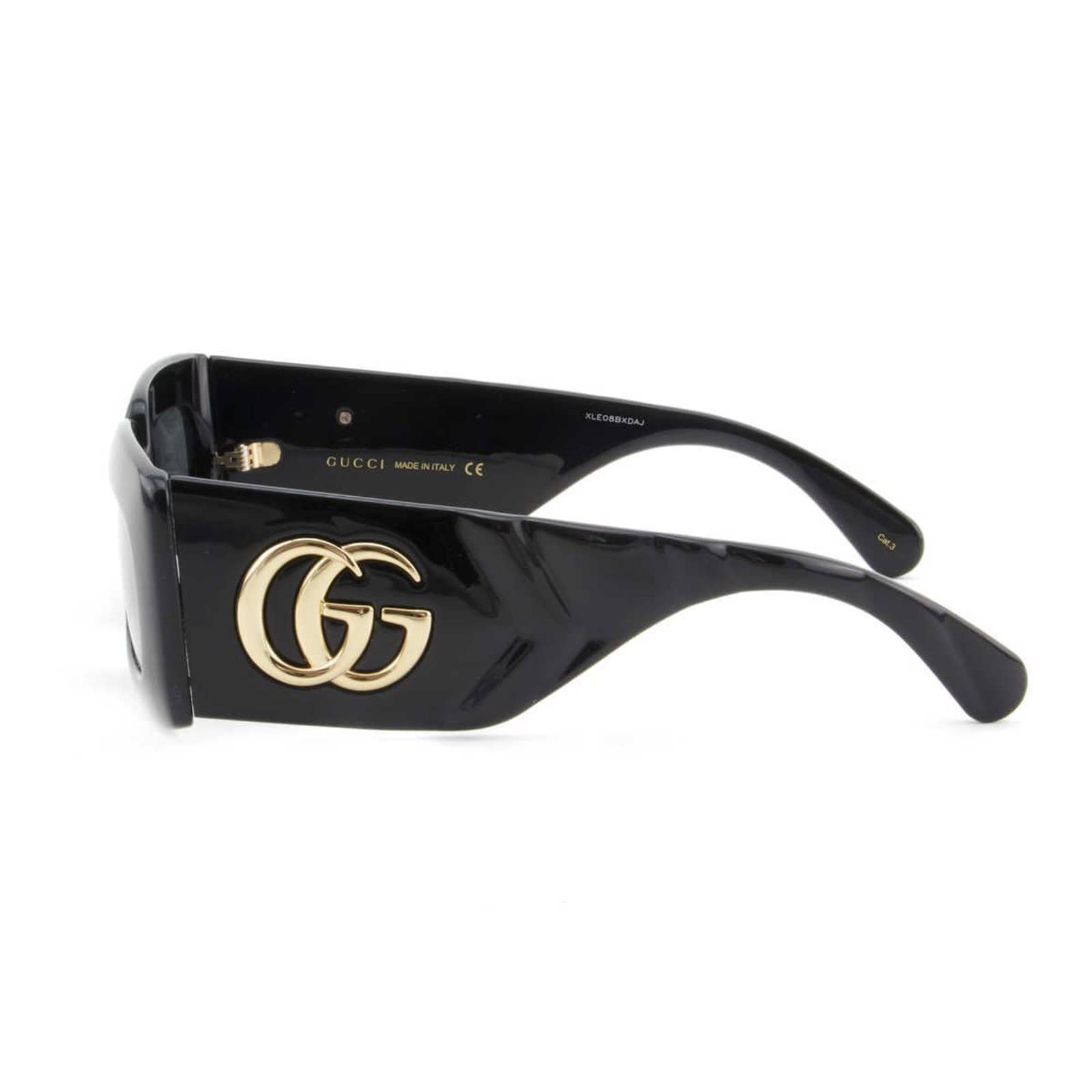 Gucci Black Rectangular Sunglasses GG0811S-001 Gold GG