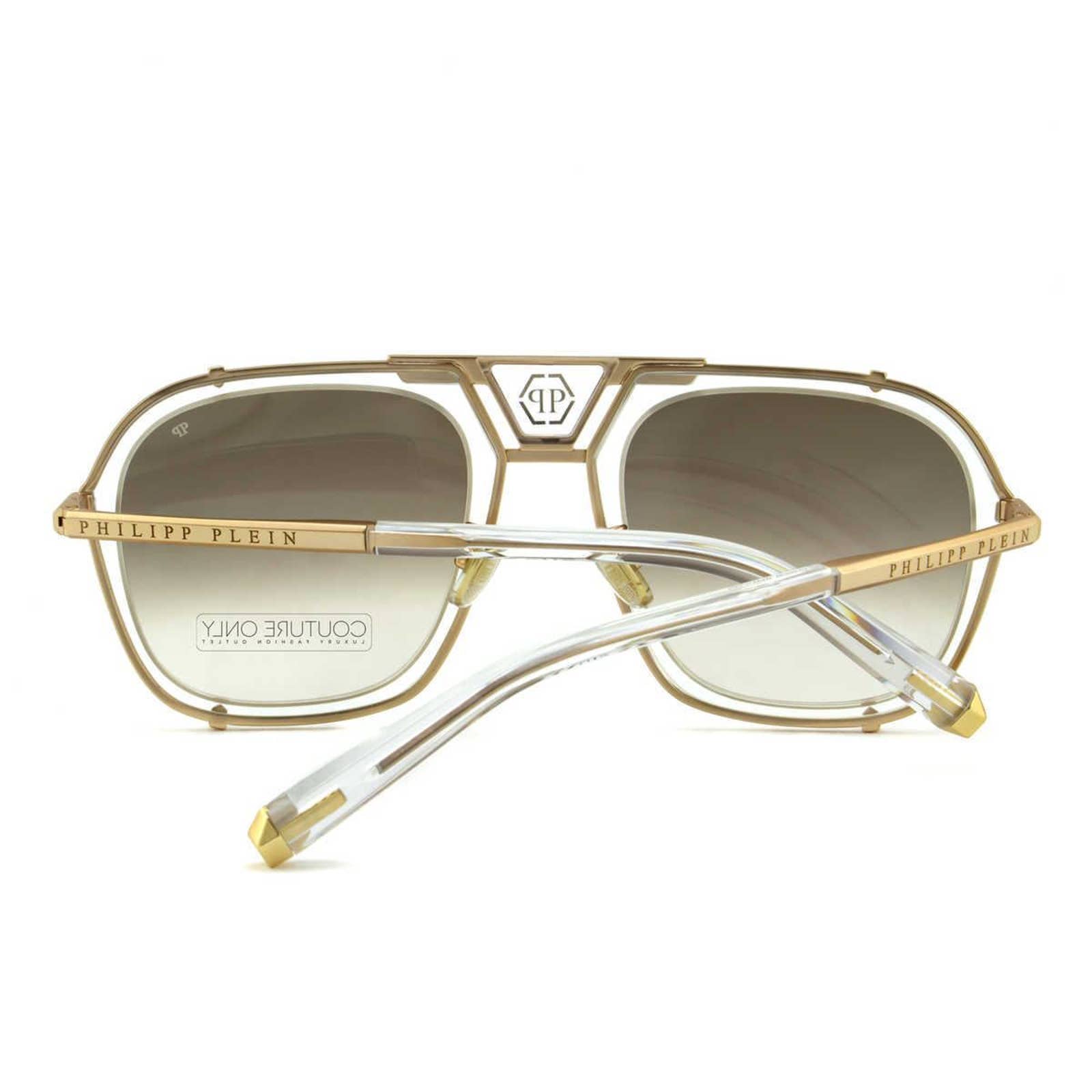 Men Square Aviator Gold Titanium Sunglasses SPP010M