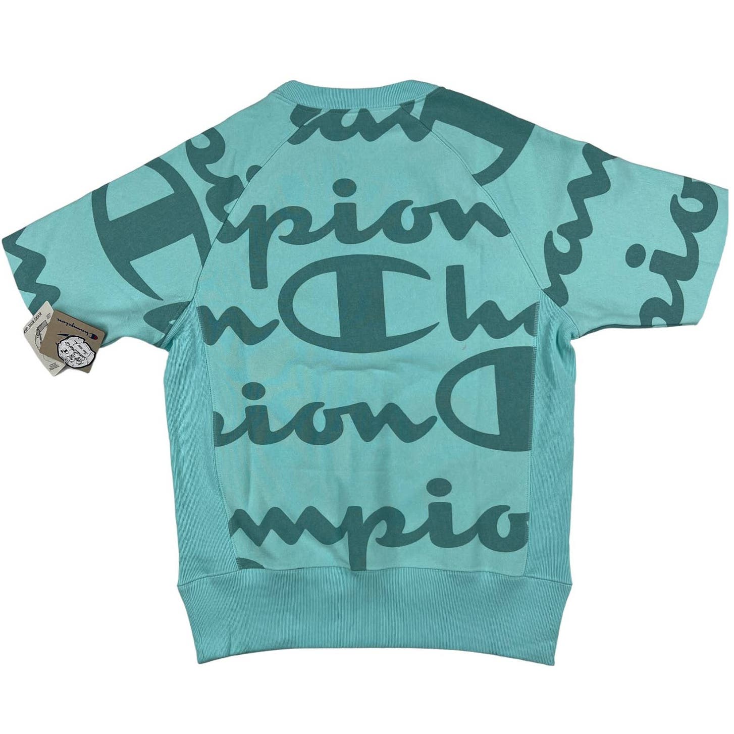 Champion Men Turquoise Blue Sweatshirt US XS Short Sleeve Crew Neck