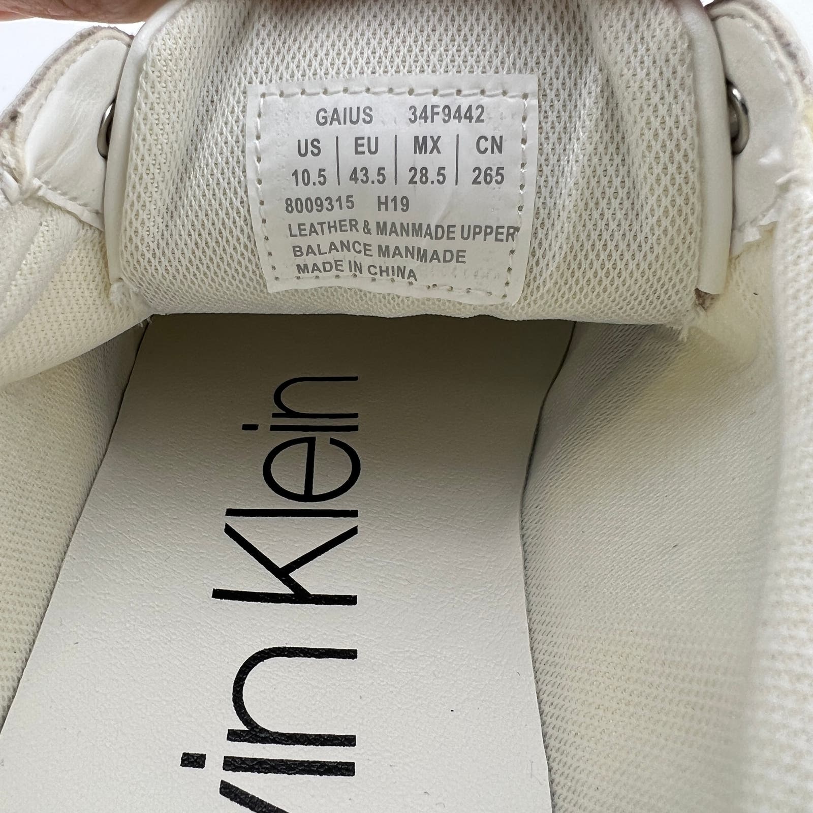 Calvin Klein Men US 10.5 White Leather / Suede Sneakers