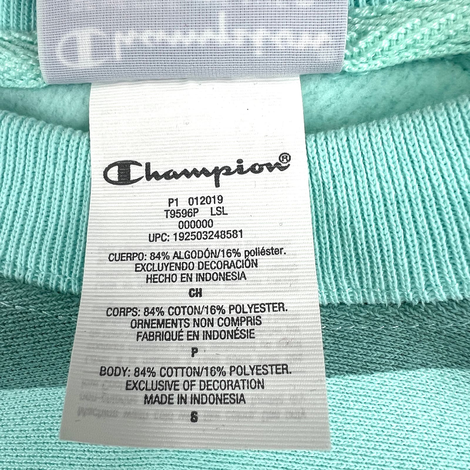 Champion Men Turquoise Blue Sweatshirt US XL Short Sleeve Crew Neck