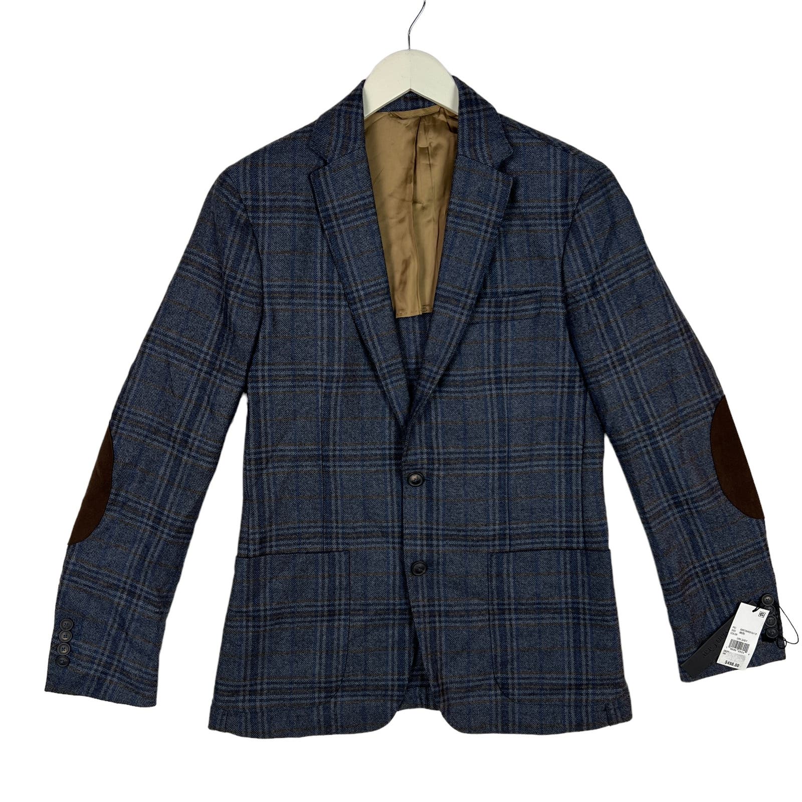 Dylan Gray Men Grey Blue Check Suit US 38R Jacket Blazer Long Sleeve