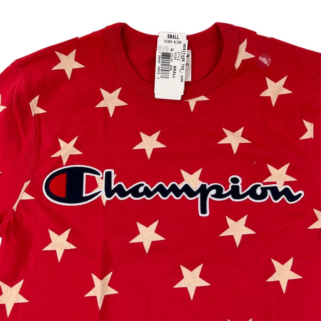 Champion Men Red T-Shirt US S Heritage Cotton Tee