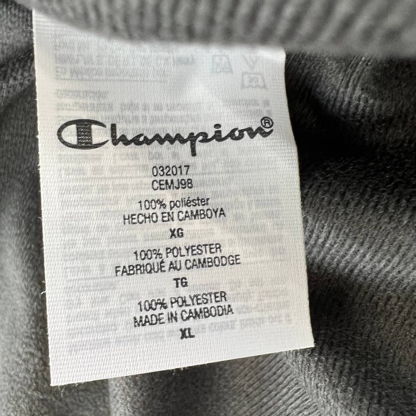 Champion Men Grey Full Zip Jacket US XL Sport Casual Long Sleeve