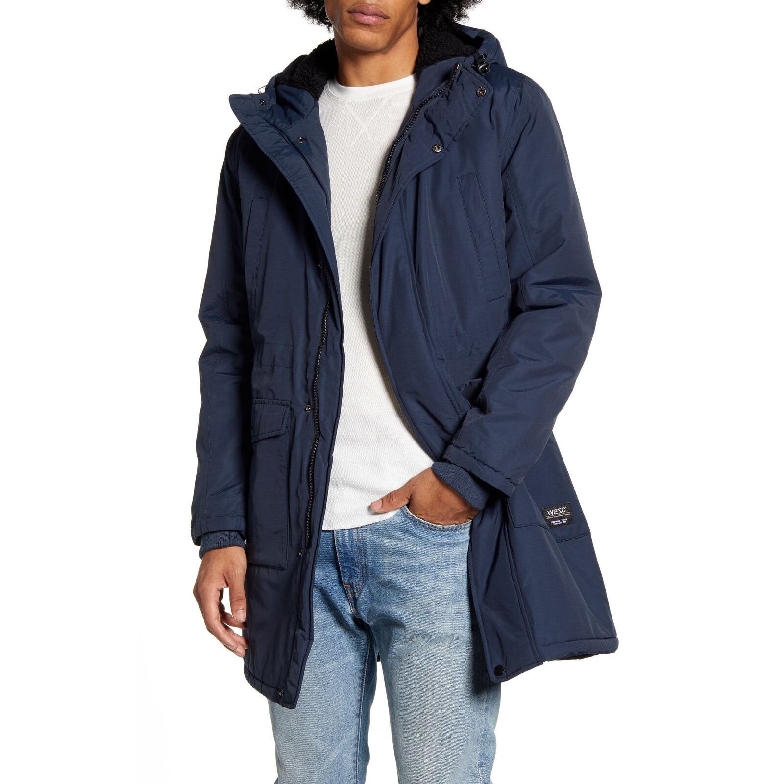 Wesc Men Blueberry Blue US M Full Zip Winter Parka Jacket