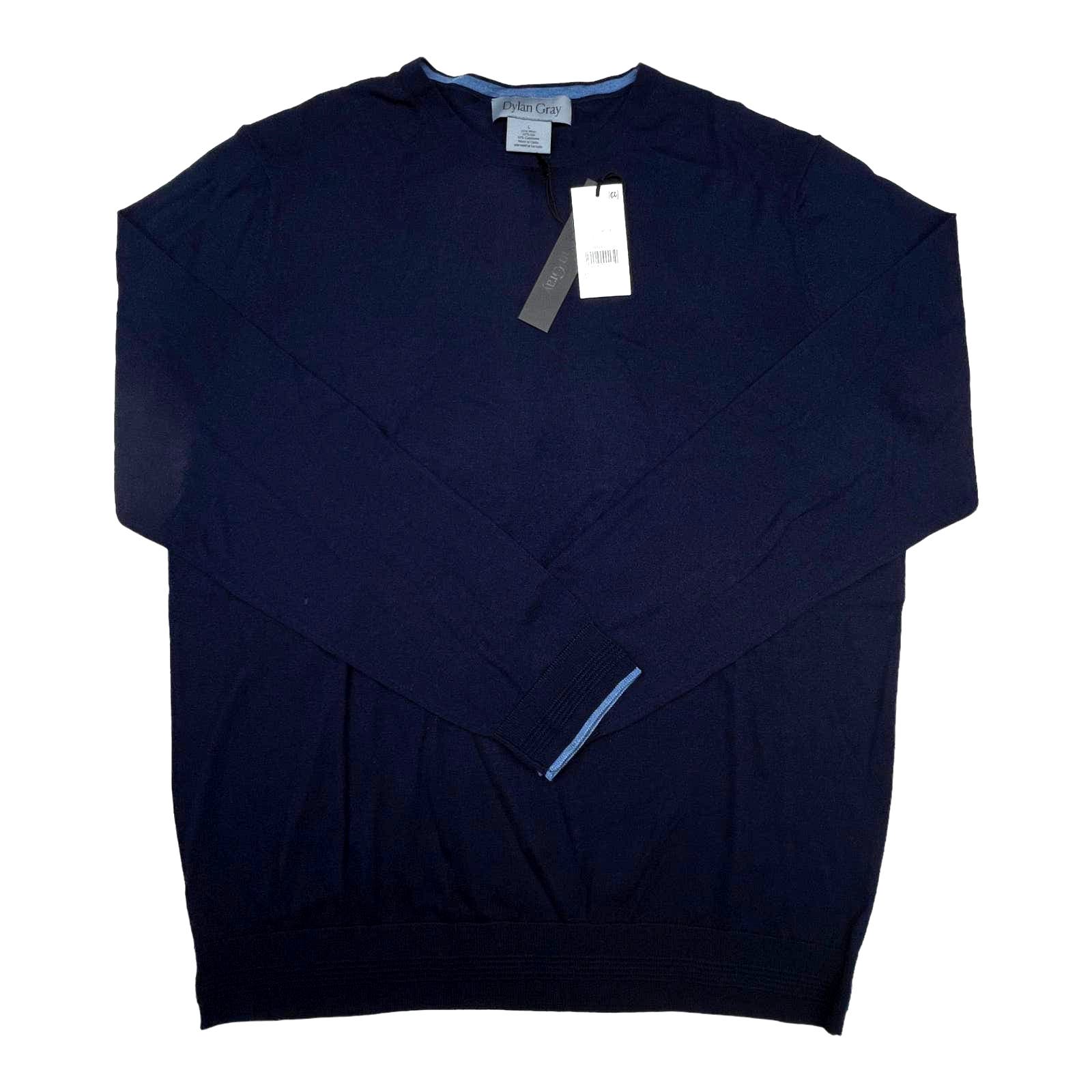 Dylan Gray Men Navy Blue Sweatshirt US L Crew Neck Long Sleeve
