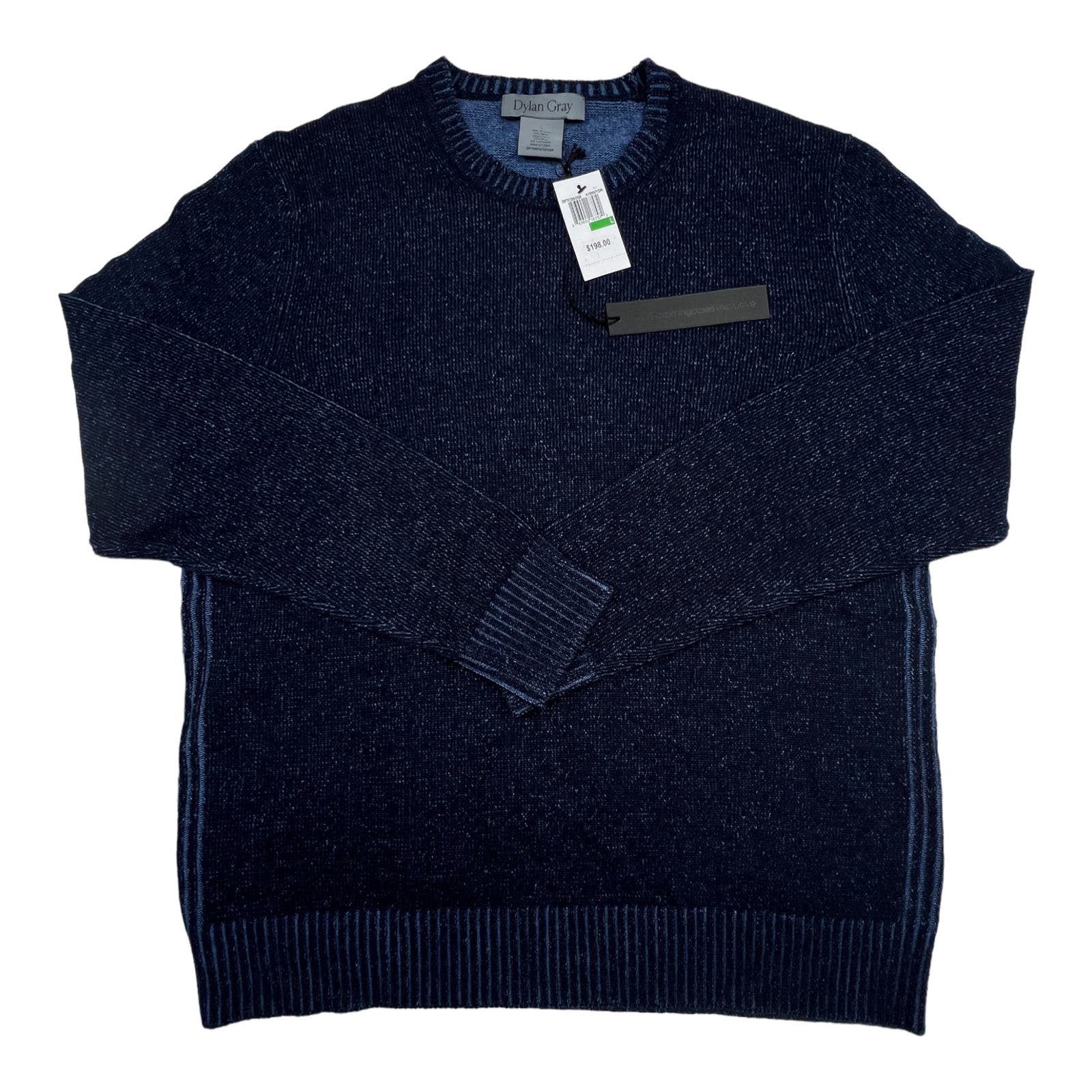 Dylan Gray Men Navy Blue Crew Neck US L Long Sleeve Classic Sweater