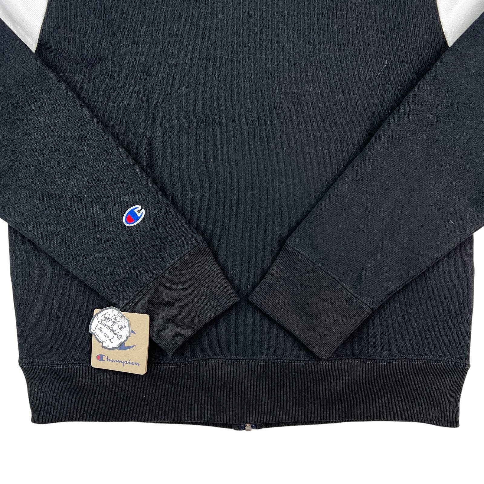 Champion Men Black Full Zip Track Jacket US S Reverse Weave Colorblock