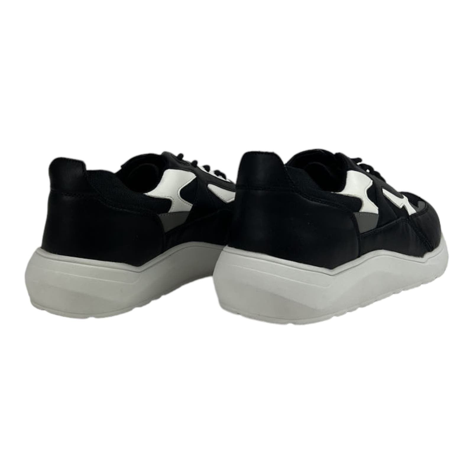 Kingside Men US 9.5 Phillip Black White Athletic Tetoron Laces Moc-Toe Shoes