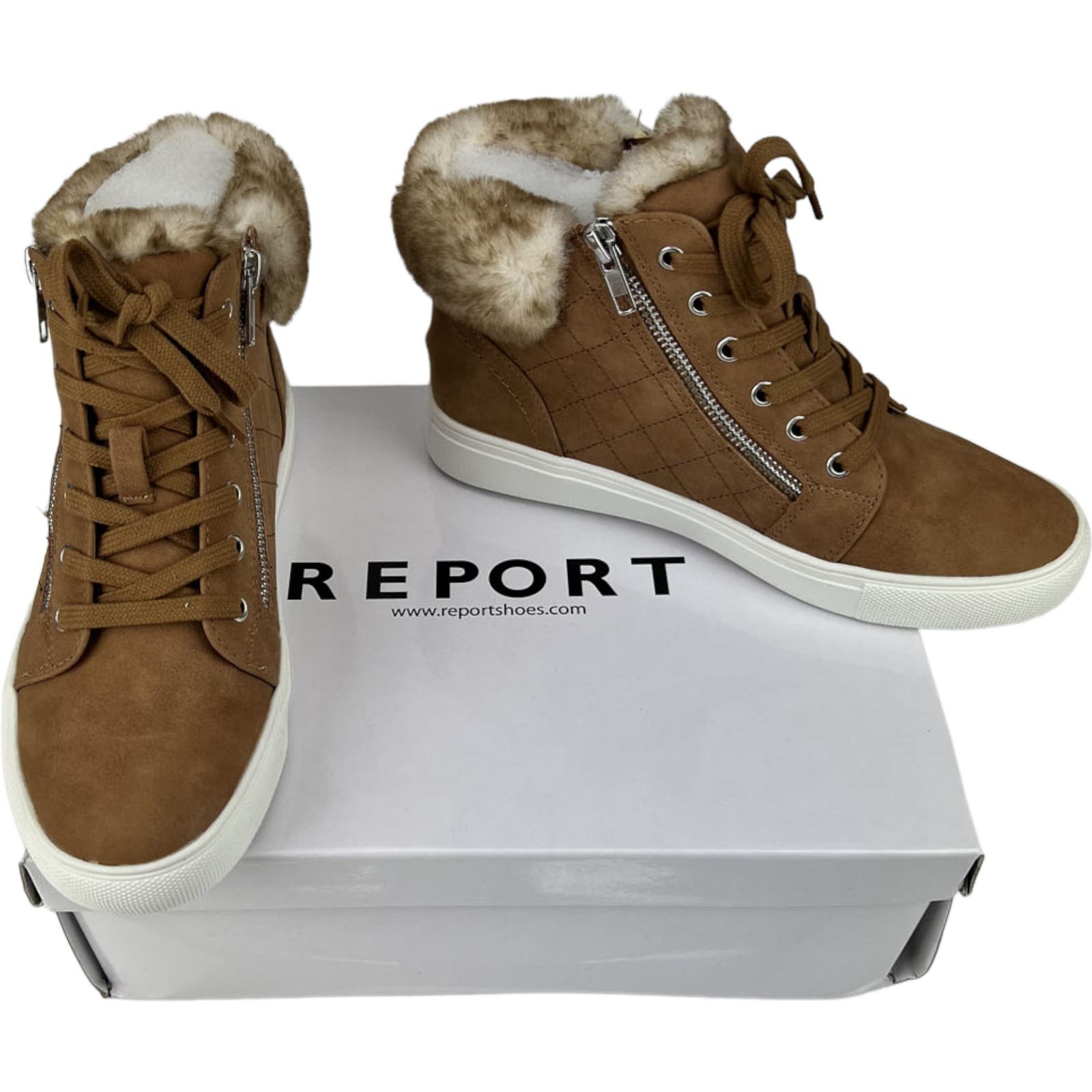 Report Women US 7.5 Tan Brown Shoes Armond Fur High Top Sneaker