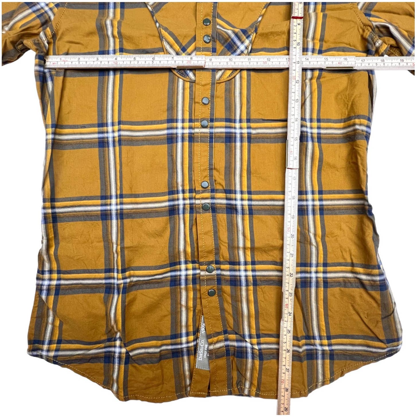 Diesel Men Brown Plaid Long Sleeve US S Button Down US S