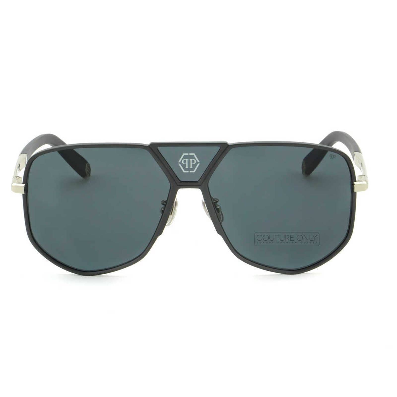 Men Gray Titanium Aviator Sunglasses SPP009M-0H70