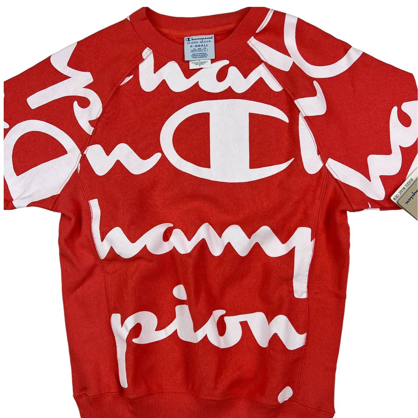 Champion Men Red Sweatshirt US XS Short Sleeve Crew Neck