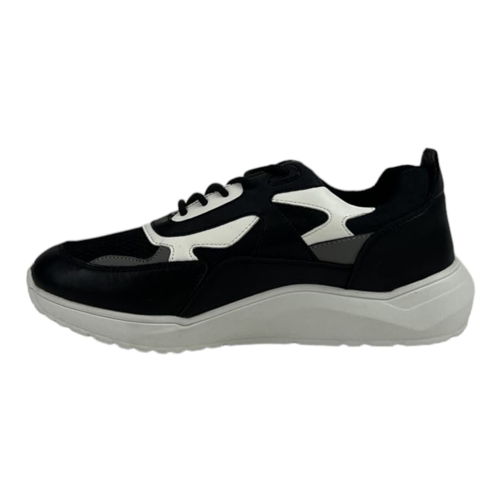 Kingside Men US 9.5 Phillip Black White Athletic Tetoron Laces Moc-Toe Shoes
