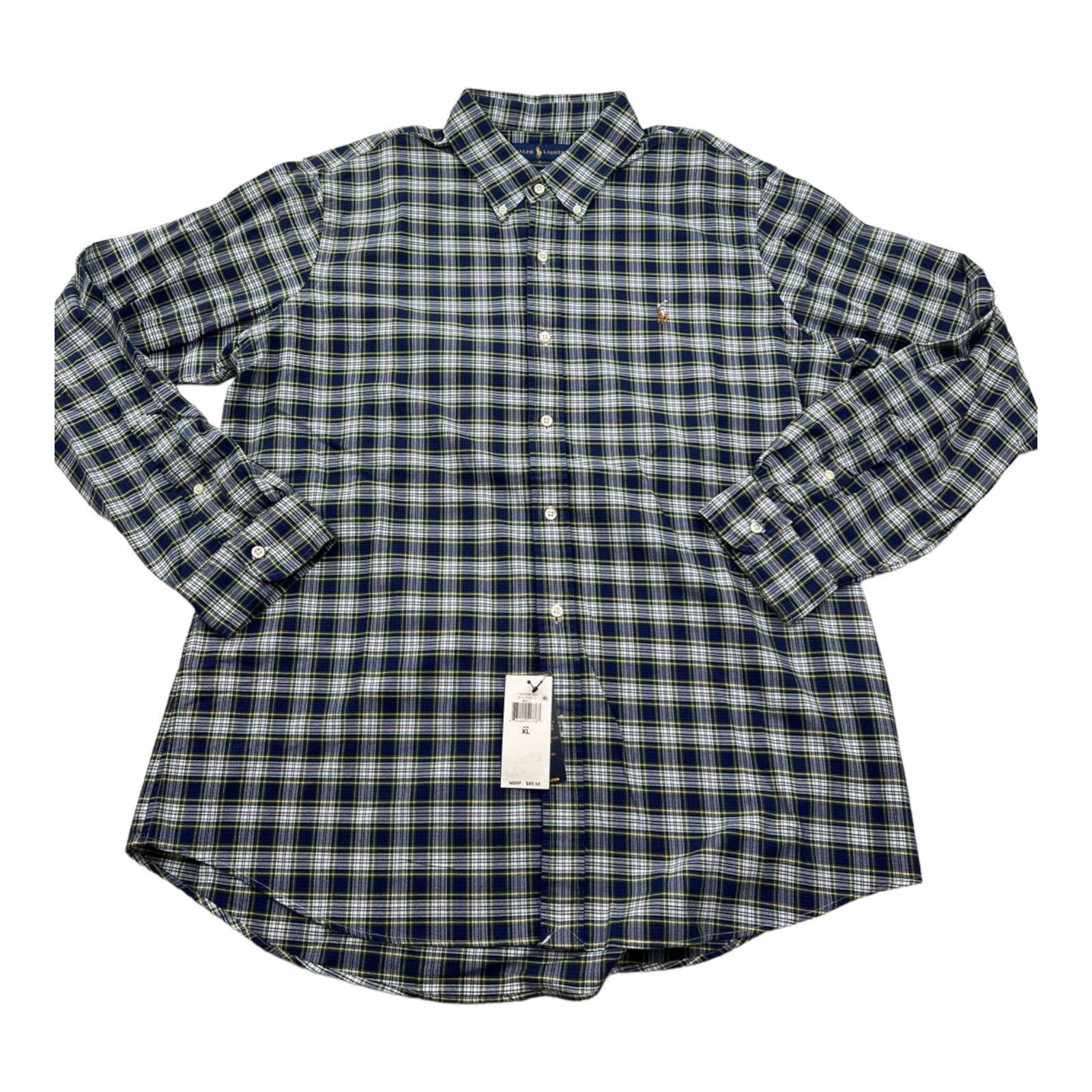 Ralph Lauren Men Blue Plaid Shirt US XL Long Sleeve Button Down