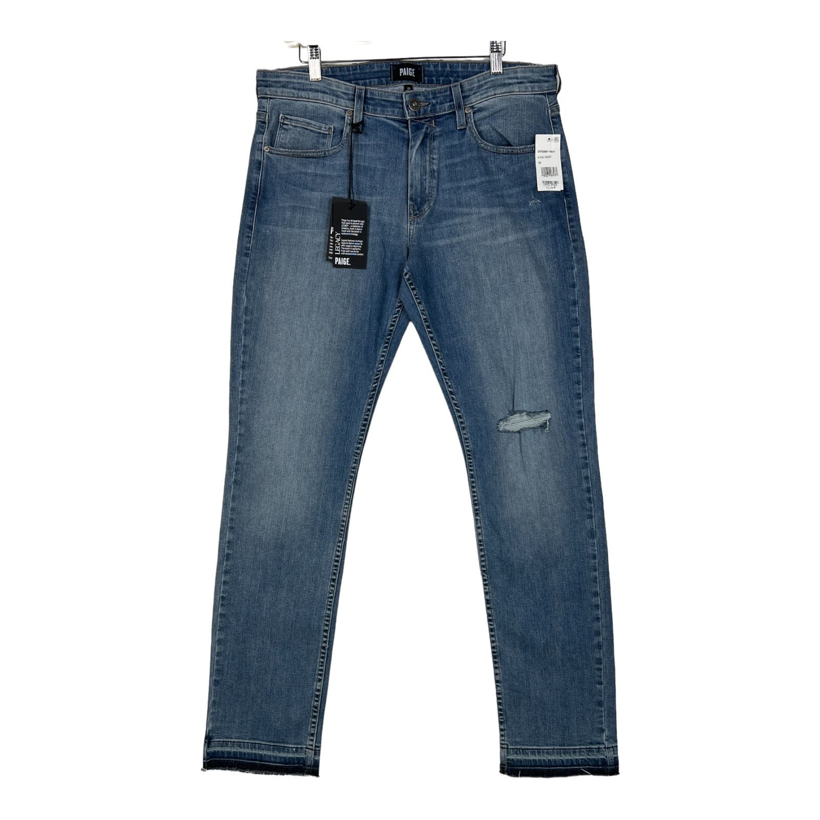 Paige Lennox Men Denim Blue Jeans US 33 Slim Skinny Ripped